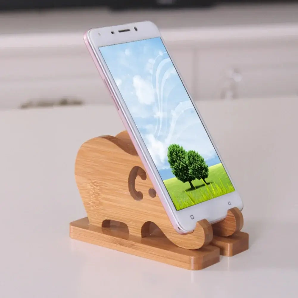 Support téléphone éléphant en bois