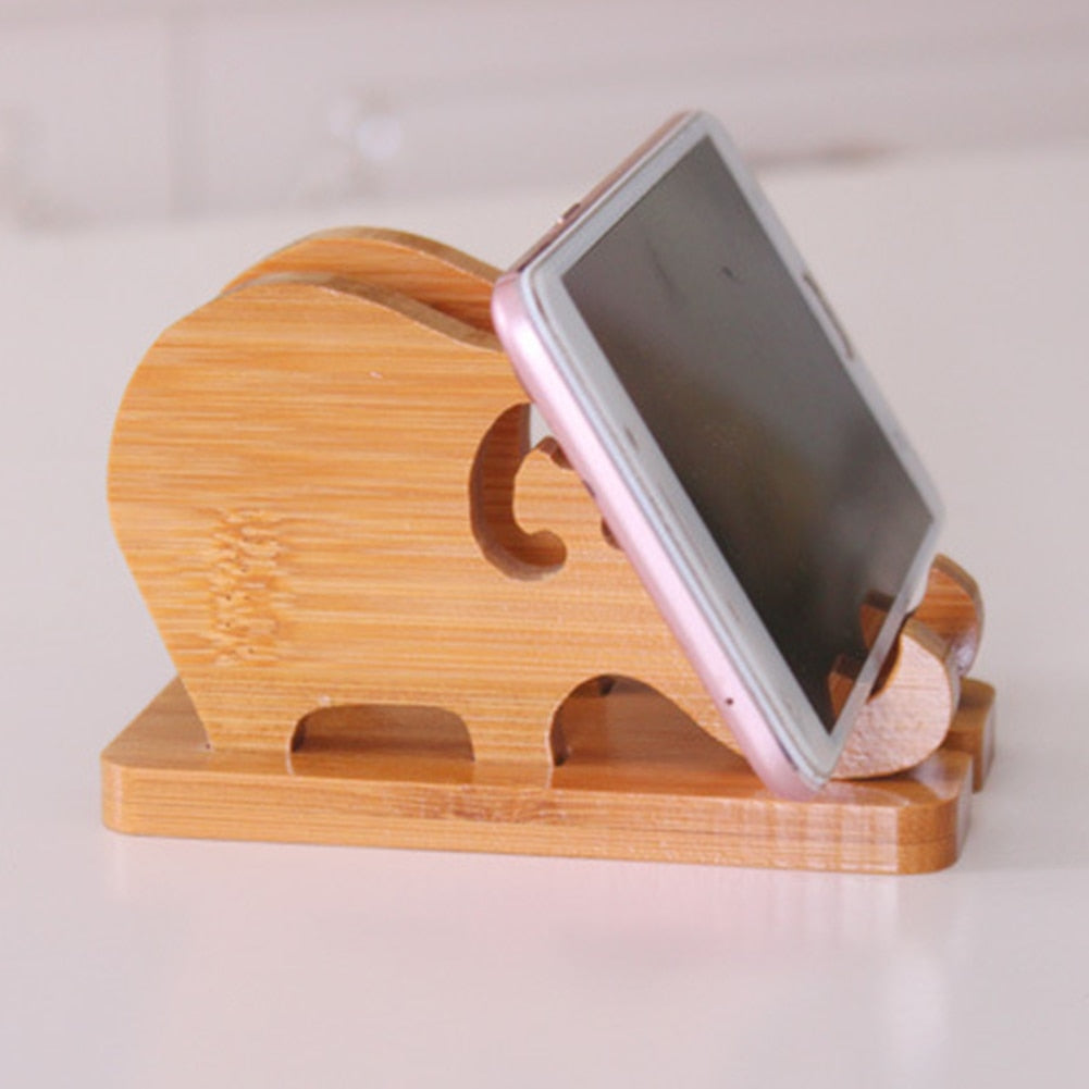 Support téléphone éléphant en bois